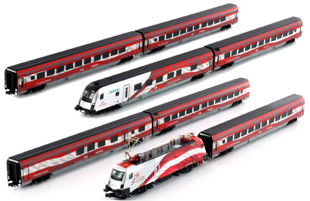 Kato HobbyTrain Lemke H25212-3 - Austrian 8pc Electric Locomotive +  Passenger Car Set of the OBB